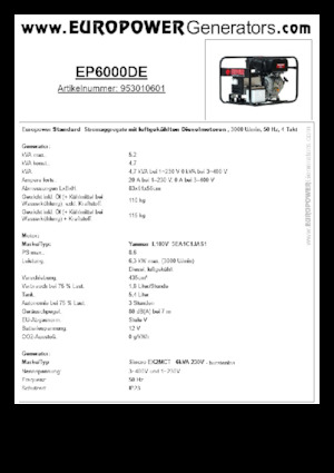 Grupos electrógenos diesel Europower EP6000DE (S)