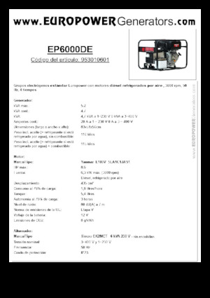 Grupos electrógenos diesel Europower EP6000DE (S)