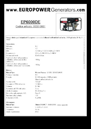 Grupos electrógenos diesel Europower EP6000DE (S)
