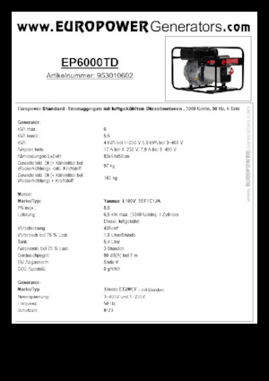 Grupos electrógenos diesel Europower EP6000TD (S)