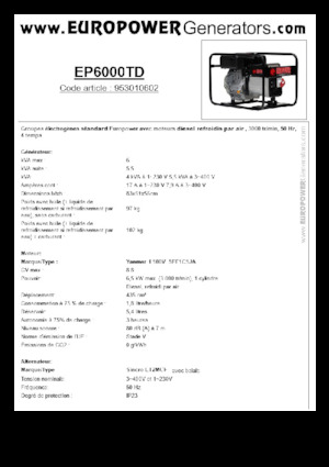 Grupos electrógenos diesel Europower EP6000TD (S)