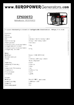 Grupos electrógenos diesel Europower EP6000TD (S)