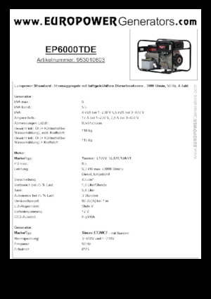 Grupos electrógenos diesel Europower EP6000TDE (S)