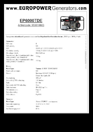 Grupos electrógenos diesel Europower EP6000TDE (S)