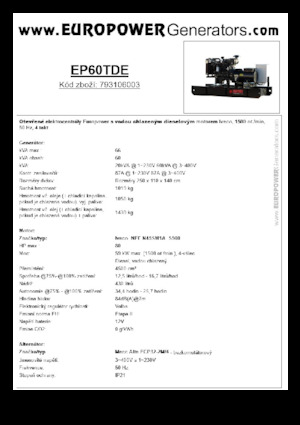Grupos electrógenos diesel Europower EP60TDE (MA)