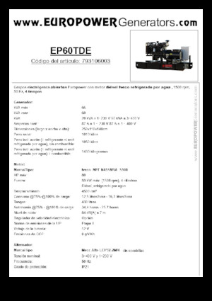Grupos electrógenos diesel Europower EP60TDE (MA)