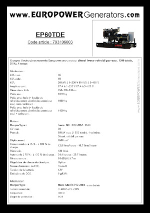 Grupos electrógenos diesel Europower EP60TDE (MA)