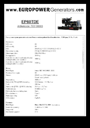 Grupos electrógenos diesel Europower EP60TDE (MA)