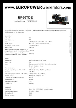 Grupos electrógenos diesel Europower EP60TDE (MA)
