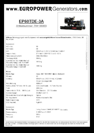 Grupos electrógenos diesel Europower EP60TDE-3A (LS)