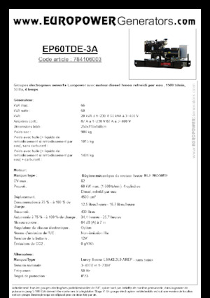 Grupos electrógenos diesel Europower EP60TDE-3A (LS)