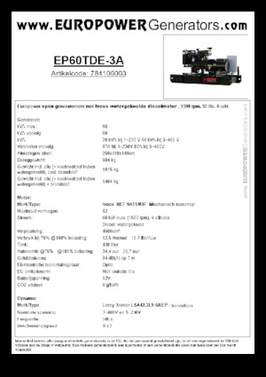 Grupos electrógenos diesel Europower EP60TDE-3A (LS)