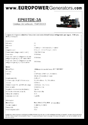 Grupos electrógenos diesel Europower EP60TDE-3A (MA)