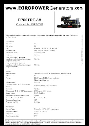 Grupos electrógenos diesel Europower EP60TDE-3A (MA)