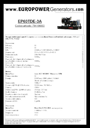 Grupos electrógenos diesel Europower EP60TDE-3A (MA)