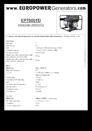 Grupos electrógenos diesel Europower EP7000TD (S)
