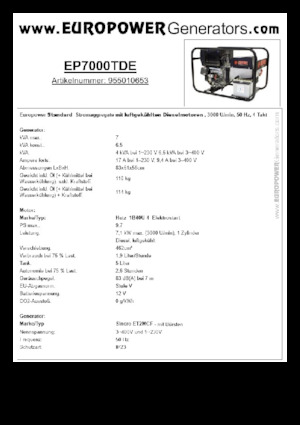 Grupos electrógenos diesel Europower EP7000TDE (S)