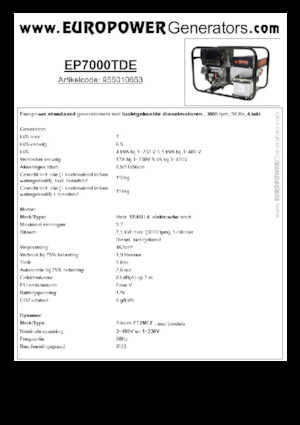 Grupos electrógenos diesel Europower EP7000TDE (S)