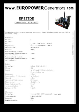Grupos electrógenos diesel Europower EP83TDE (S)