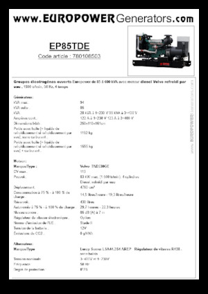 Grupos electrógenos diesel Europower EP85TDE (LS)