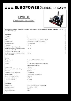Grupos electrógenos diesel Europower EP9TDE (MA)