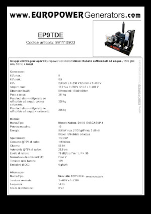 Grupos electrógenos diesel Europower EP9TDE (MA)
