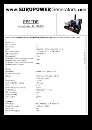 Grupos electrógenos diesel Europower EP9TDE (MA)