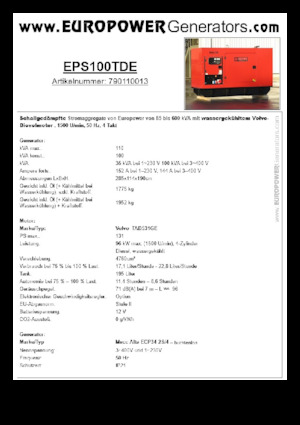 Grupos electrógenos diesel Europower EPS100TDE (MA)