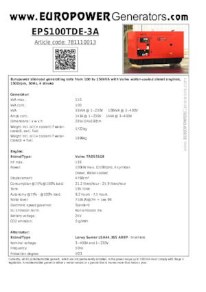 Grupos electrógenos diesel Europower EPS100TDE-3A (LS)