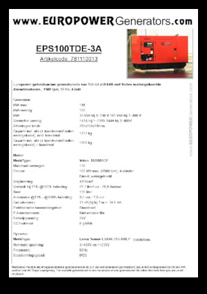 Grupos electrógenos diesel Europower EPS100TDE-3A (LS)
