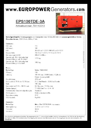 Grupos electrógenos diesel Europower EPS100TDE-3A (MA)