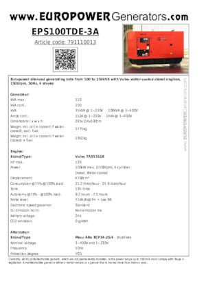 Grupos electrógenos diesel Europower EPS100TDE-3A (MA)