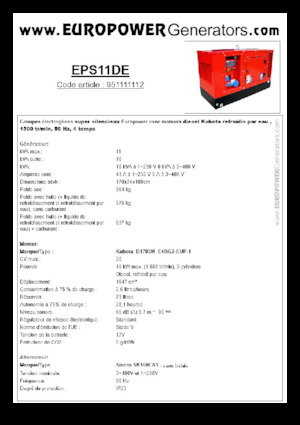 Grupos electrógenos diesel Europower EPS11DE (S)