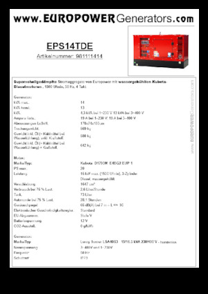 Grupos electrógenos diesel Europower EPS14TDE (LS)