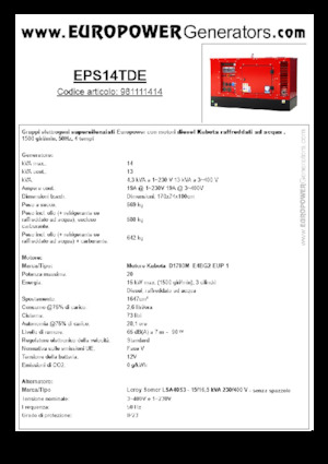 Grupos electrógenos diesel Europower EPS14TDE (LS)