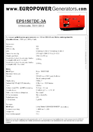 Grupos electrógenos diesel Europower EPS150TDE-3A (LS)