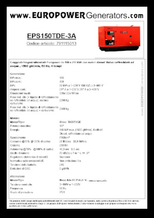 Grupos electrógenos diesel Europower EPS150TDE-3A (MA)