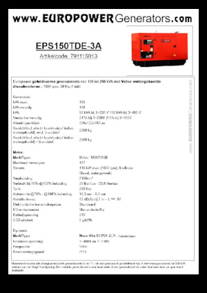 Grupos electrógenos diesel Europower EPS150TDE-3A (MA)