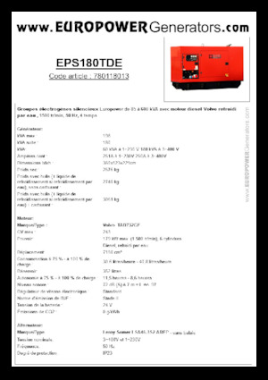 Grupos electrógenos diesel Europower EPS180TDE (LS)