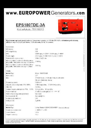 Grupos electrógenos diesel Europower EPS180TDE-3A (LS)