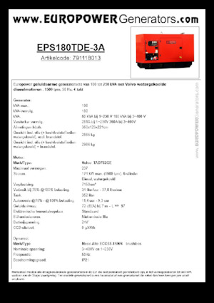 Grupos electrógenos diesel Europower EPS180TDE-3A (MA)