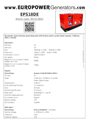 Grupos electrógenos diesel Europower EPS18DE (S)