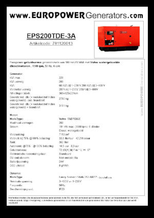 Grupos electrógenos diesel Europower EPS200TDE-3A (LS)