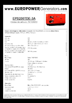 Grupos electrógenos diesel Europower EPS200TDE-3A (MA)