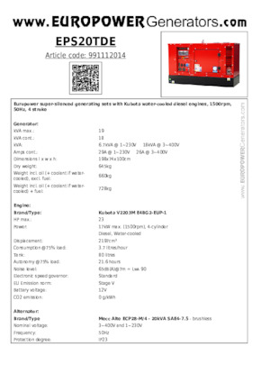 Grupos electrógenos diesel Europower EPS20TDE (MA)