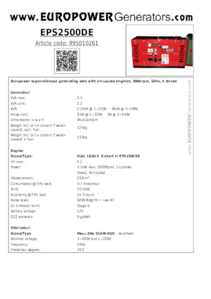 Grupos electrógenos diesel Europower EPS2500DE (MA)