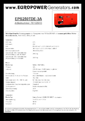 Grupos electrógenos diesel Europower EPS250TDE-3A (LS)