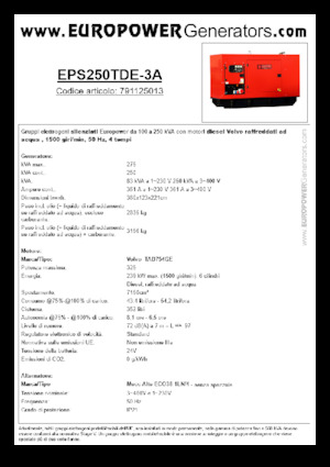 Grupos electrógenos diesel Europower EPS250TDE-3A (MA)