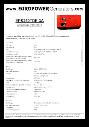 Grupos electrógenos diesel Europower EPS250TDE-3A (MA)