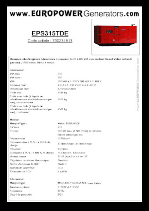 Grupos electrógenos diesel Europower EPS315TDE (MA)